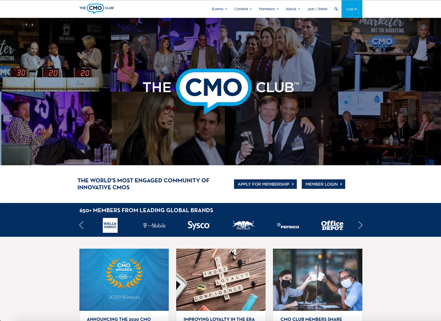 The CMO Club Website Screenshot