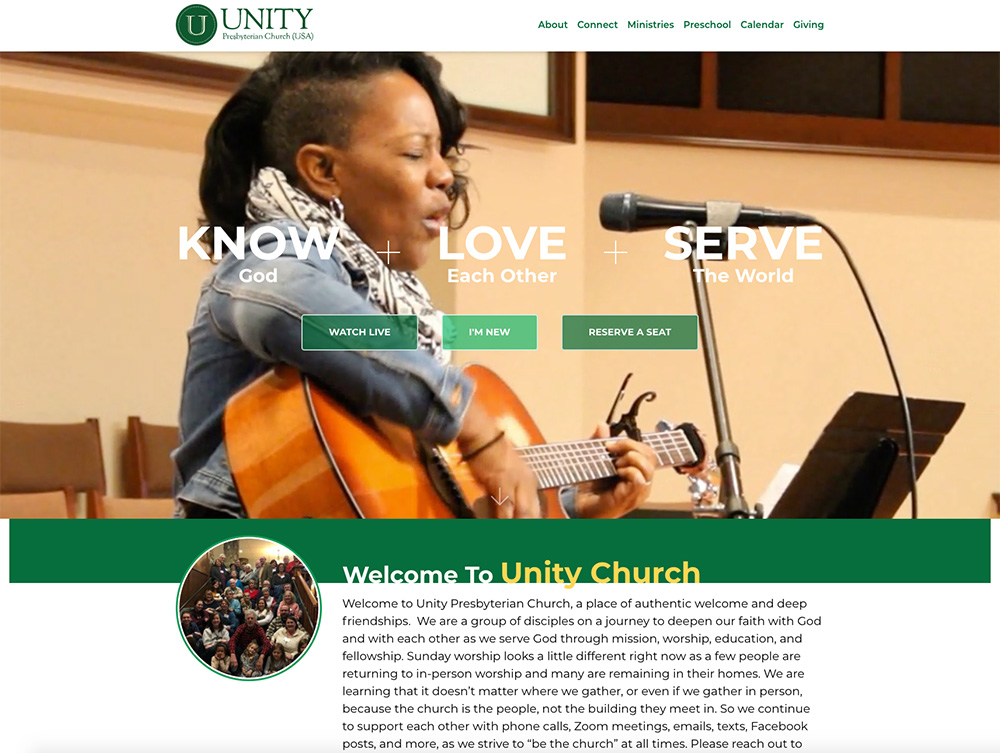 Unity Pres Website Screenshot