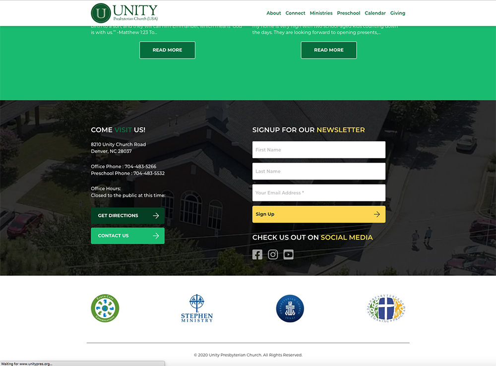Unity Pres Website Screenshot